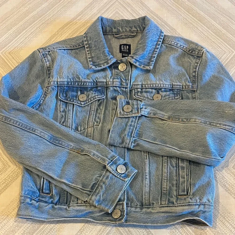 GAP Kids Light Blue Jean Snap Closure Jacket Size M